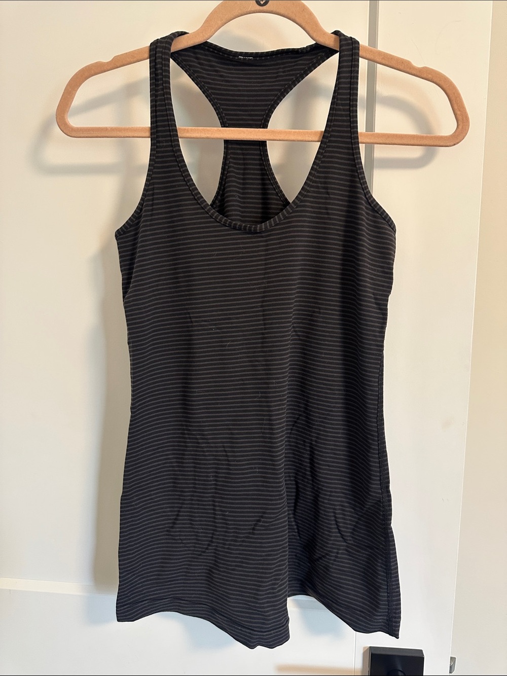 lululemon athletica Black and Charcoal Striped Racerback Tank